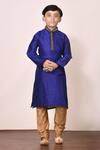 Buy_Arihant Rai Sinha_Blue Mandarin Collar Kurta Set For Boys_at_Aza_Fashions