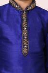 Shop_Arihant Rai Sinha_Blue Mandarin Collar Kurta Set For Boys_Online_at_Aza_Fashions