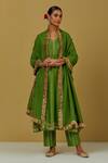 Shop_Ikshita Choudhary_Green Chanderi Silk Embroidered Sequin Work Pant_Online_at_Aza_Fashions