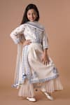 Buy_Rar studio - Kids_Ivory Chanderi Handloom( 50% Silk Embroidery Thread Kurta Sharara Set  _at_Aza_Fashions