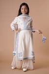 Buy_Rar studio - Kids_Ivory Chanderi Handloom( 50% Silk Embroidery Thread Kurta Sharara Set  _Online_at_Aza_Fashions