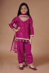 Buy_Rar studio - Kids_Magenta Chanderi Handloom( 50% Silk Embroidery Dori Kurta Salwar Set  _at_Aza_Fashions