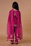 Shop_Rar studio - Kids_Magenta Chanderi Handloom( 50% Silk Embroidery Dori Kurta Salwar Set  _at_Aza_Fashions