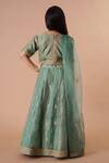 Shop_Rar studio - Kids_Green Chanderi Handloom( 50% Silk Embroidery Dori Lehenga Set  _at_Aza_Fashions