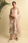Buy_Karishma Khanduja Bareilly_Pink Organza Keyhole Kurta Set _at_Aza_Fashions