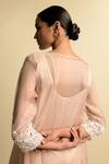 Shop_Karishma Khanduja Bareilly_Pink Organza Keyhole Kurta Set _at_Aza_Fashions