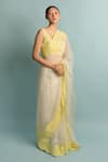 Buy_Karishma Khanduja Bareilly_White Organza Embroidery Scoop Neck Saree With Blouse _at_Aza_Fashions