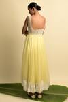 Shop_Karishma Khanduja Bareilly_Yellow Organza Scoop Neck Anarkali Set _at_Aza_Fashions