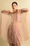 Karishma Khanduja Bareilly_Pink Organza Shirt And Dhoti Pant Set _Online_at_Aza_Fashions