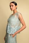 Karishma Khanduja Bareilly_Blue Organza Jacket And Palazzo Set_Online_at_Aza_Fashions