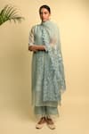 Buy_Karishma Khanduja Bareilly_Blue Organza Embroidery Round Kurta Set _at_Aza_Fashions