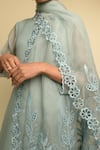 Buy_Karishma Khanduja Bareilly_Blue Organza Embroidery Round Kurta Set _Online_at_Aza_Fashions