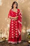 Shop_Naaz By Noor_Red Cotton Chanderi Kurta Gharara Set_at_Aza_Fashions