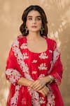 Shop Naaz By Noor Red Cotton, Chanderi And Organza Round Kurta Gharara Set Online at Aza Fashions Shop_Naaz By Noor_Red Cotton, Chanderi And Organza Round Kurta Gharara Set _Online_at_Aza_Fashions