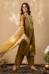 Naaz By Noor_Green Cotton Chanderi Kurta Set_Online_at_Aza_Fashions