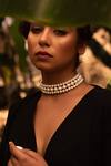 Kastiya Jewels_White Tiered Pearl Beaded Choker_Online_at_Aza_Fashions