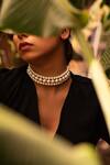 Buy_Kastiya Jewels_White Tiered Pearl Beaded Choker_Online_at_Aza_Fashions