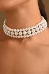 Shop Kastiya Jewels White Tiered Pearl Beaded Choker Online at Aza Fashions Shop_Kastiya Jewels_White Tiered Pearl Beaded Choker_Online_at_Aza_Fashions