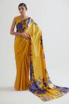 Buy_Kshitij Jalori_Yellow Printed Saree_at_Aza_Fashions