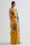 Kshitij Jalori_Yellow Printed Saree_Online_at_Aza_Fashions