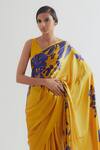 Shop_Kshitij Jalori_Yellow Printed Saree_Online_at_Aza_Fashions