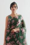 Shop_Kshitij Jalori_Green Printed Saree_Online_at_Aza_Fashions