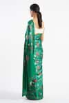 Shop_Kshitij Jalori_Green Silk Satin Crepe Floral Print Saree_at_Aza_Fashions