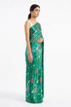 Kshitij Jalori_Green Silk Satin Crepe Floral Print Saree_Online_at_Aza_Fashions