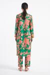Shop_Kshitij Jalori_Green Cotton Silk Satin Floral Print Kurta And Pant Set_at_Aza_Fashions