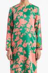 Shop_Kshitij Jalori_Green Cotton Silk Satin Floral Print Kurta And Pant Set_Online_at_Aza_Fashions