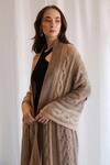 Buy_Pashma_Beige Hand Knit Cashmere Scarf _at_Aza_Fashions