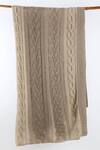 Buy_Pashma_Beige Hand Knit Cashmere Scarf _Online_at_Aza_Fashions
