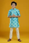 Buy_Kora By Nilesh Mitesh_Blue Silk Blend Print Tie Dye Kurta And Pant Set _at_Aza_Fashions