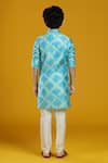 Shop_Kora By Nilesh Mitesh_Blue Silk Blend Print Tie Dye Kurta And Pant Set _at_Aza_Fashions