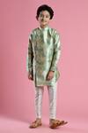Buy_Kora By Nilesh Mitesh_Green Silk Kurta And Pant Set For Boys_at_Aza_Fashions