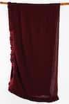 Shop_Pashma_Maroon Knitted Frill Cashmere Scarf _at_Aza_Fashions