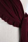 Pashma_Maroon Knitted Frill Cashmere Scarf _Online_at_Aza_Fashions