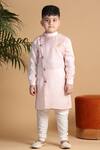 Buy_Kora By Nilesh Mitesh_Pink Silk Embroidery Overlapping Kurta And Churidar Set_at_Aza_Fashions