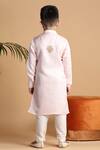 Shop_Kora By Nilesh Mitesh_Pink Silk Embroidery Overlapping Kurta And Churidar Set_at_Aza_Fashions