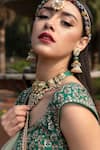 Shop_Keerthi Kadire_Green Raw Silk Scoop Neck Embroidered Bridal Lehenga Set _at_Aza_Fashions