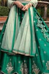 Buy_Keerthi Kadire_Green Raw Silk Scoop Neck Embroidered Bridal Lehenga Set _Online_at_Aza_Fashions