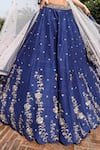 Buy_Keerthi Kadire_Blue Raw Silk Scoop Neck Embroidered Bridal Lehenga Set _Online_at_Aza_Fashions