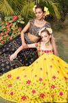 Keerthi Kadire_Black Dola Silk Embroidery Round Lehenga Set _Online_at_Aza_Fashions