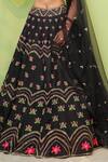 Keerthi Kadire_Black Dola Silk Embroidery Round Lehenga Set _at_Aza_Fashions