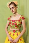 Shop Keerthi Kadire Yellow Raw , Dola Square Neck Embroidered Blouse And Lehenga Set Online at Aza Fashions Shop_Keerthi Kadire_Yellow Raw , Dola Square Neck Embroidered Blouse And Lehenga Set _Online_at_Aza_Fashions
