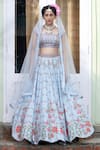 Buy_Keerthi Kadire_Blue Dola Silk Embroidery Sweetheart Neck Bridal Lehenga Set _at_Aza_Fashions