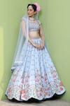 Keerthi Kadire_Blue Dola Silk Embroidery Sweetheart Neck Bridal Lehenga Set _Online_at_Aza_Fashions