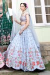 Buy_Keerthi Kadire_Blue Dola Silk Embroidery Sweetheart Neck Bridal Lehenga Set _Online_at_Aza_Fashions