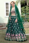 Buy_Keerthi Kadire_Green Dola Silk Embroidery Round Bridal Lehenga Set _at_Aza_Fashions