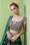 Keerthi Kadire_Green Dola Silk Embroidery Round Bridal Lehenga Set _at_Aza_Fashions